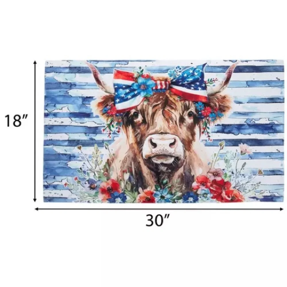 Patriotic Highland Cow Doormat